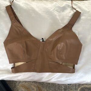 Zara Women's Brown leather crop top